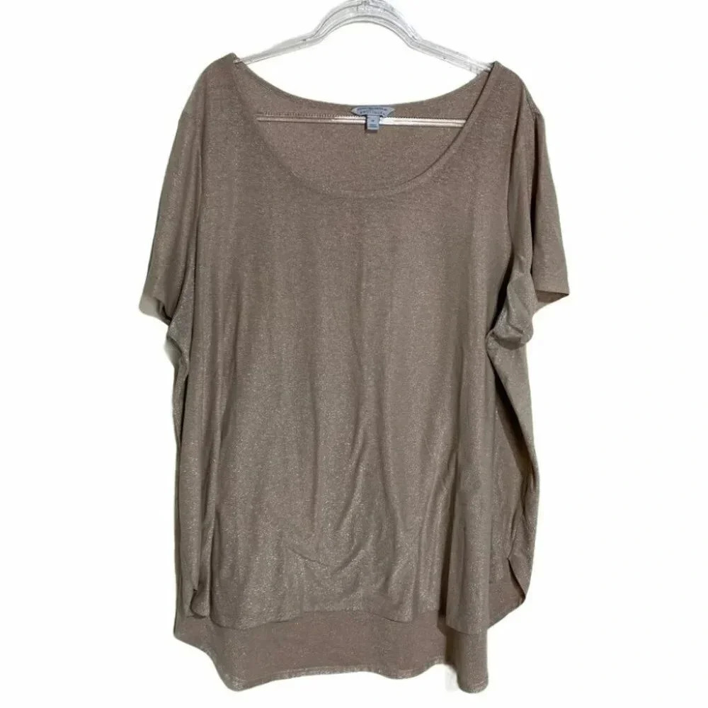Ashley Nell‎ Tipton 3X  tan glitter scoop neck top